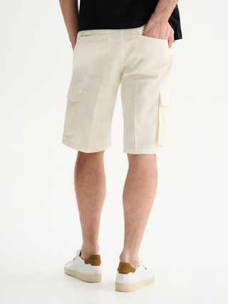 BERMUDA CARGO REGULAR FIT IN GABARDINA - AVORIO