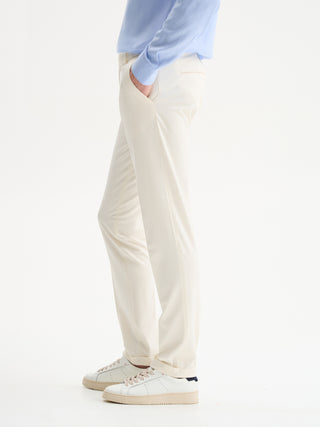 PANTALONI SLIM FIT DA COMPLETO IN PUNTO MILANO - AVORIO