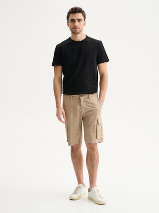 BERMUDA CARGO REGULAR FIT IN GABARDINA - SABBIA