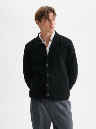 CARDIGAN OVERSHIRT IN MAGLIA A COSTE