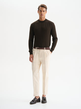 PANTALONI REGULAR-FIT CON PINCES IN VELLUTO A COSTE