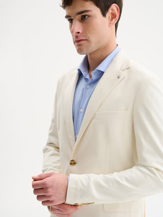 GIACCA MONOPETTO SLIM FIT DUE BOTTONI DA COMPLETO IN PUNTO MILANO - AVORIO