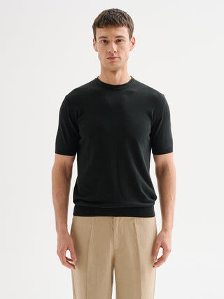 Maglia Uomo Girocollo Maniche Corte Nera QB24