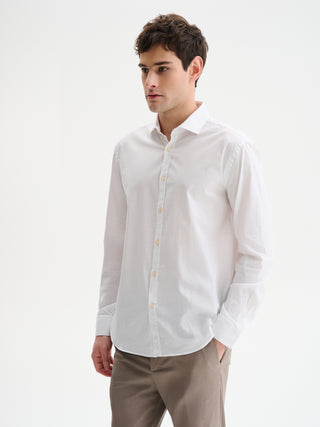 CAMICIA IN POPELINE CON COLLO ALLA FRANCESE - BIANCO