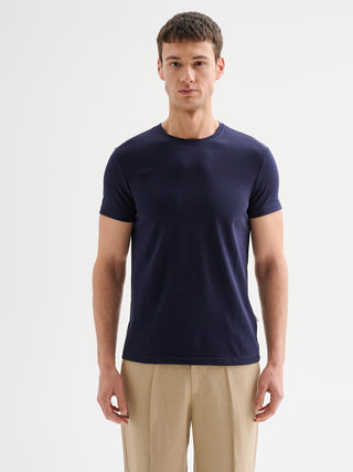T-shirt Uomo Girocollo Maniche Corte Blu QB24