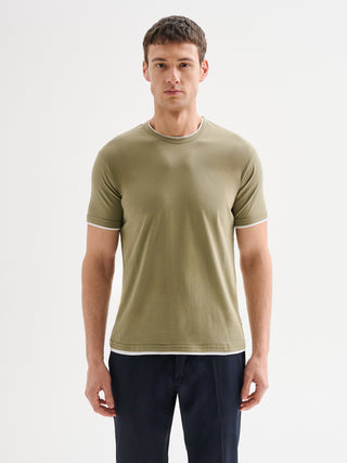 T-shirt Uomo Profili a Contrasto Verde Salvia QB24