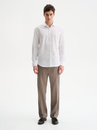 CAMICIA IN POPELINE CON COLLO ALLA FRANCESE - BIANCO