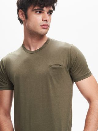 T-shirt Girocollo Uomo Taschino a Filetto QB24
