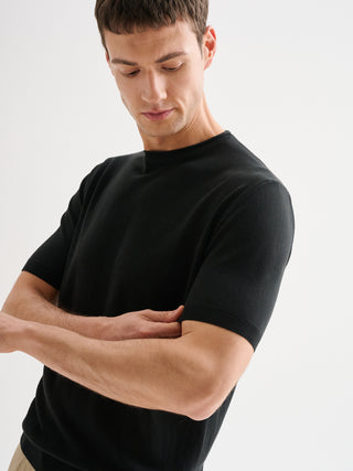 Maglia Uomo Girocollo Maniche Corte Nera QB24