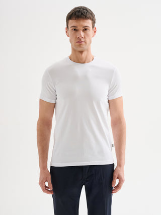 T-shirt Uomo Girocollo Maniche Corte Bianca QB24