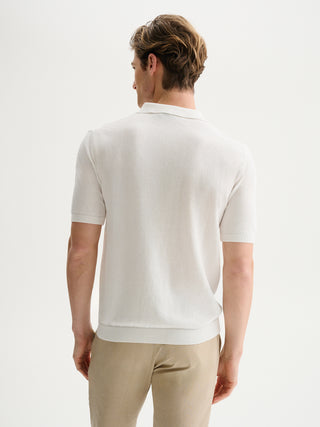 POLO IN MAGLIA BASIC IN COTONE CREPE - BIANCO