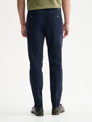 PANTALONI CHINO SLIM FIT IN GABARDINA DI COTONE - BLU