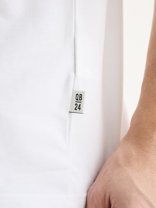 T-SHIRT GIROCOLLO A MANICHE CORTE IN JERSEY BIELASTICO - BIANCO