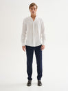Camicia Uomo Lino Collo alla Francese Bianca QB24
