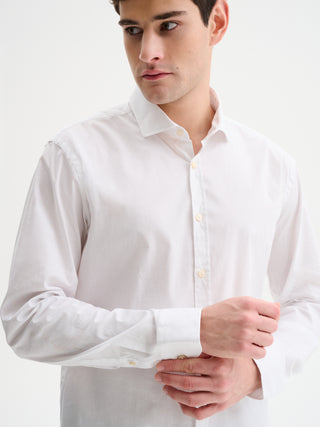 CAMICIA IN POPELINE CON COLLO ALLA FRANCESE - BIANCO