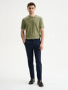 PANTALONI CHINO SLIM FIT IN GABARDINA DI COTONE - BLU