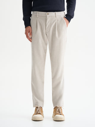 PANTALONI REGULAR-FIT IN VELLUTO FLUIDO A COSTE