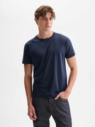 T-SHIRT GIROCOLLO MANICHE CORTE IN COTONE E MODAL