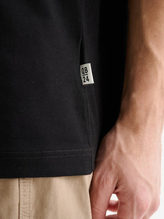 T-SHIRT GIROCOLLO A MANICHE CORTE IN JERSEY BIELASTICO - NERO