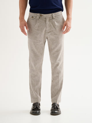 Pantaloni Uomo Regular-Fit Pinces Lino Melange QB24