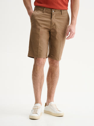 BERMUDA SLIM FIT IN GABARDINA DI COTONE - TORTORA