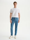 PANTALONI CHINO SLIM FIT IN DENIM LAVAGGIO MEDIO - BLU