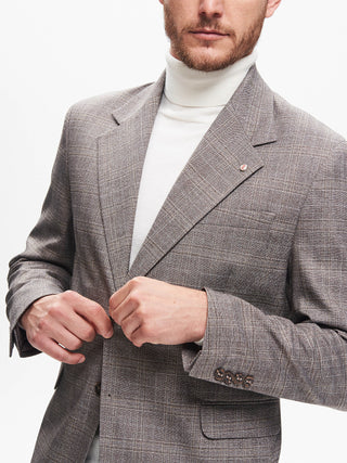 Giacca Due Bottoni Uomo Check Cammello QB24