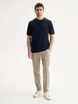 MAGLIA GIROCOLLO A MANICHE CORTE FINEZZA 16 - BLU