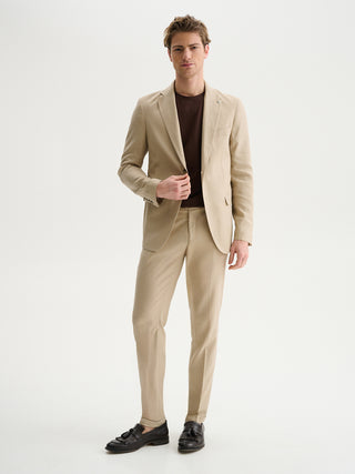 GIACCA MONOPETTO SLIM FIT DUE BOTTONI DA COMPLETO IN MISTO LINO - SABBIA