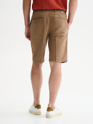 BERMUDA SLIM FIT IN GABARDINA DI COTONE - TORTORA