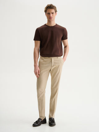 PANTALONI SLIM FIT DA COMPLETO IN MISTO LINO - SABBIA