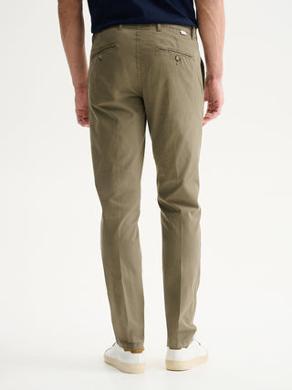PANTALONI CHINO SLIM FIT IN GABARDINA DI COTONE - SALVIA