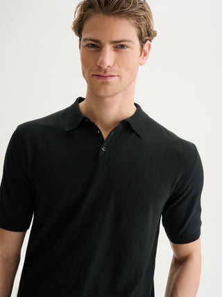 POLO IN MAGLIA BASIC IN COTONE CREPE - NERO