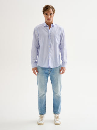 Camicia Uomo Righe Collo alla Francese QB24