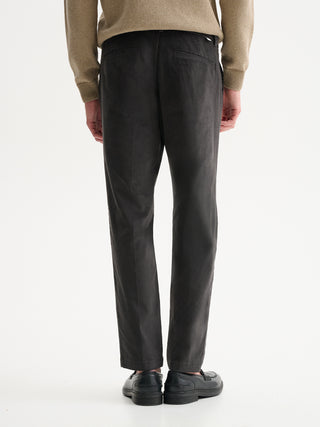 PANTALONI REGULAR-FIT CON PINCES IN VELLUTO A COSTE
