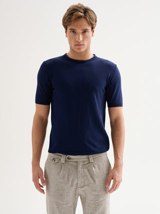 Maglia Uomo Girocollo Maniche Corte Blu QB24