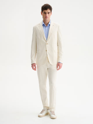 GIACCA MONOPETTO SLIM FIT DUE BOTTONI DA COMPLETO IN PUNTO MILANO - AVORIO