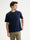 T-SHIRT GIROCOLLO A MANICHE CORTE COMFORT FIT IN COTONE E MODAL CON COLLO A RIGHE - BLU