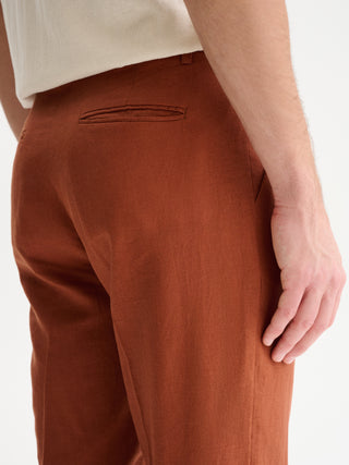 PANTALONI SLIM FIT DA COMPLETO IN MISTO LINO - COCCIO