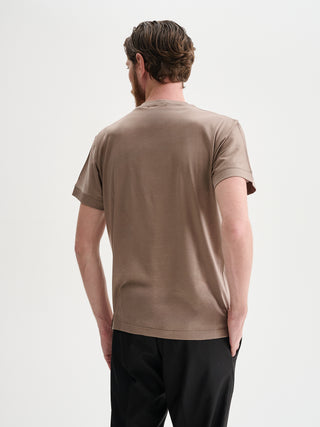 T-SHIRT GIROCOLLO MANICHE CORTE IN COTONE E MODAL
