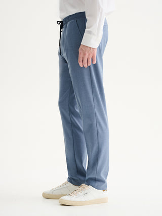 PANTALONI JOGGER REGULAR FIT CON COULISSE IN POLIVISCOSA - BLU INDACO
