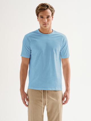 T-shirt Uomo Girocollo Piquet Azzurra QB24