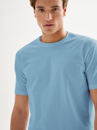T-shirt Uomo Girocollo Piquet Azzurra QB24