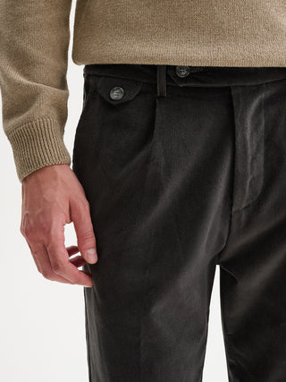 PANTALONI REGULAR-FIT CON PINCES IN VELLUTO A COSTE
