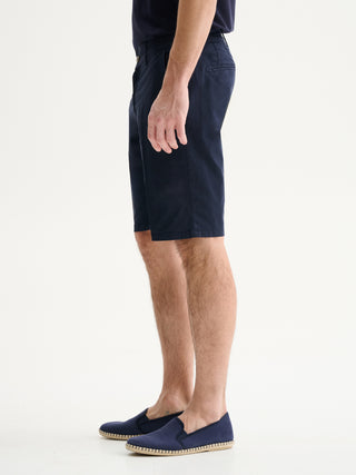 BERMUDA SLIM FIT IN GABARDINA DI COTONE - BLU