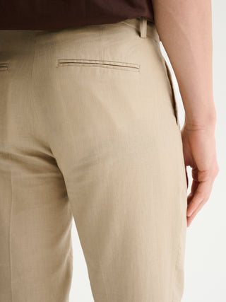PANTALONI SLIM FIT DA COMPLETO IN MISTO LINO - SABBIA
