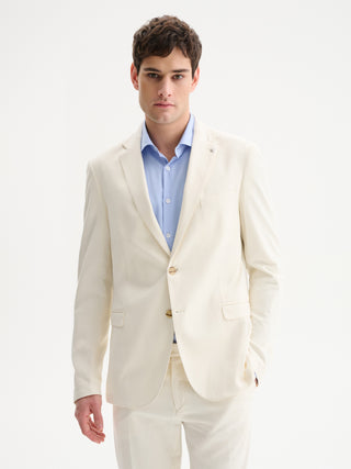 GIACCA MONOPETTO SLIM FIT DUE BOTTONI DA COMPLETO IN PUNTO MILANO - AVORIO