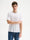 T-SHIRT GIROCOLLO A MANICHE CORTE COMFORT FIT IN COTONE E MODAL CON COLLO A RIGHE - BIANCO