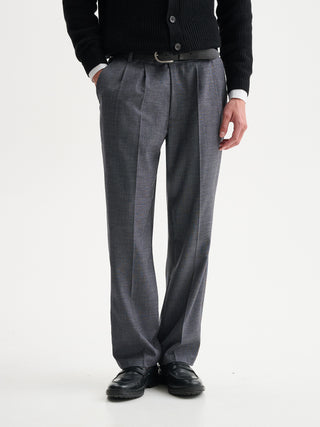 PANTALONI LOOSE-FIT MELANGE CON PINCES