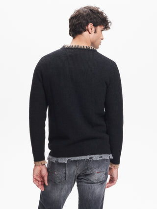 Maglia Girocollo Uomo Costa Inglese Nero  QB24